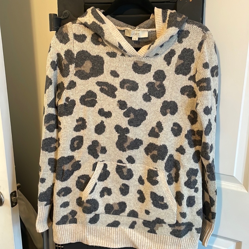 Animal print hooded sweater
